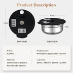 For Bosch Tassimo SUNY  HAPPY VIVY Refillable Coffee Filters Stainless Steel Coffee Capsule Pod Silicone Cover 60/180/200/220ml