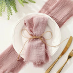 10 Pieces 32x32cm Cream Rough Edge Gauze Napkins 100% Soft Cotton Fabric Serviette Kitchen Tea Towels For Easter Party Supplies