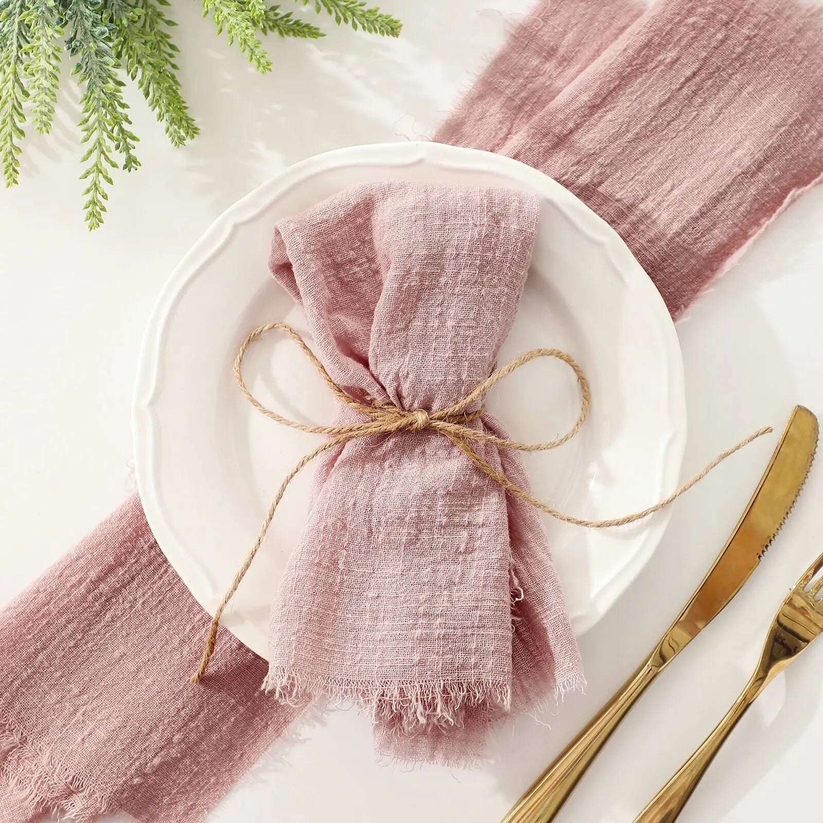 10 Pieces 32x32cm Cream Rough Edge Gauze Napkins 100% Soft Cotton Fabric Serviette Kitchen Tea Towels For Easter Party Supplies