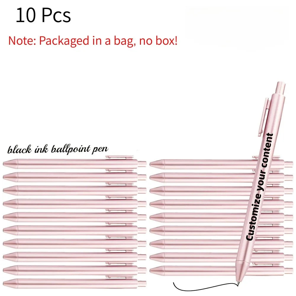 Custom 40pcs Luxury Ballpoint Pen Set with Black Gift Box Retractable Black Ink Laser-Engraved Text, Smooth Writing Pen 10/40pcs