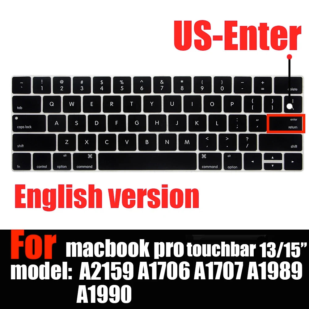 Keyboard Cover Skin for MacBook Pro with Touch Bar 13" and 15" ( Model Number A2159 A1706 A1707 A1989 A1990, 2016-20129 Release)
