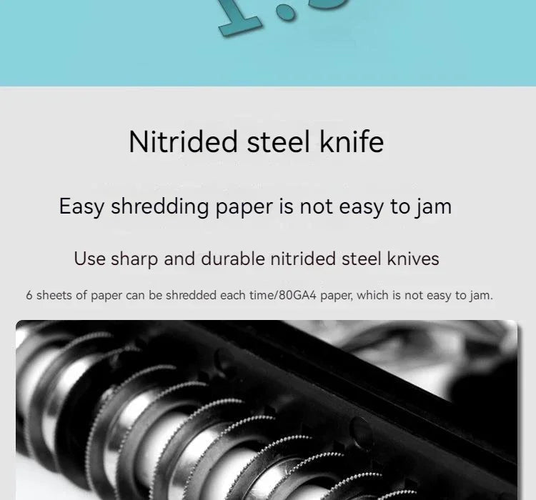 6 Sheets/time 10L Desktop Small Paper Shredder Office Household Electric Mini Shredder Filler Strip 6mm Strip Paper Cutter