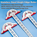 0-180 Degree Angle Gauge Woodworkers Edge Ruler Stainless Steel Protractor Angle Finder Ruler Precision Carpenter Measuring Tool
