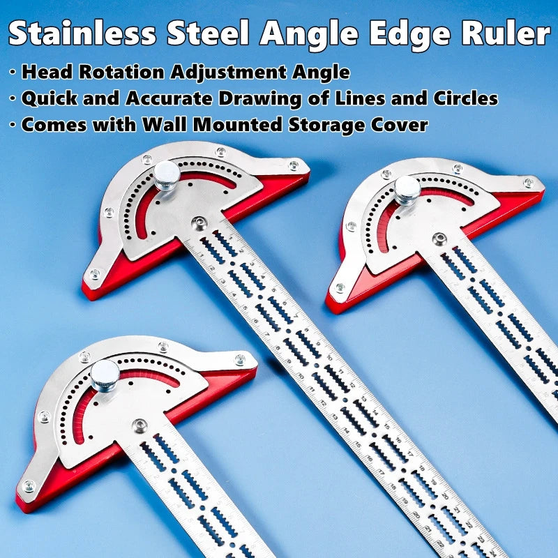 0-180 Degree Angle Gauge Woodworkers Edge Ruler Stainless Steel Protractor Angle Finder Ruler Precision Carpenter Measuring Tool