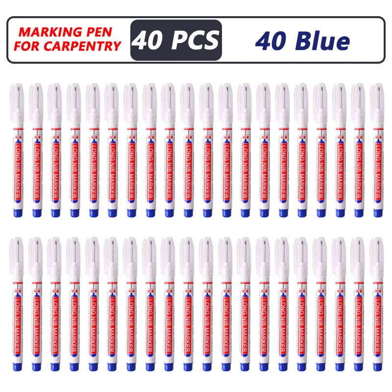 iLMH 4-40Pcs Deep Hole Long Nib Head Marker For Metal Perforating Pen Waterproof Bathroom Woodworking Decor Multi-Purpose Tool