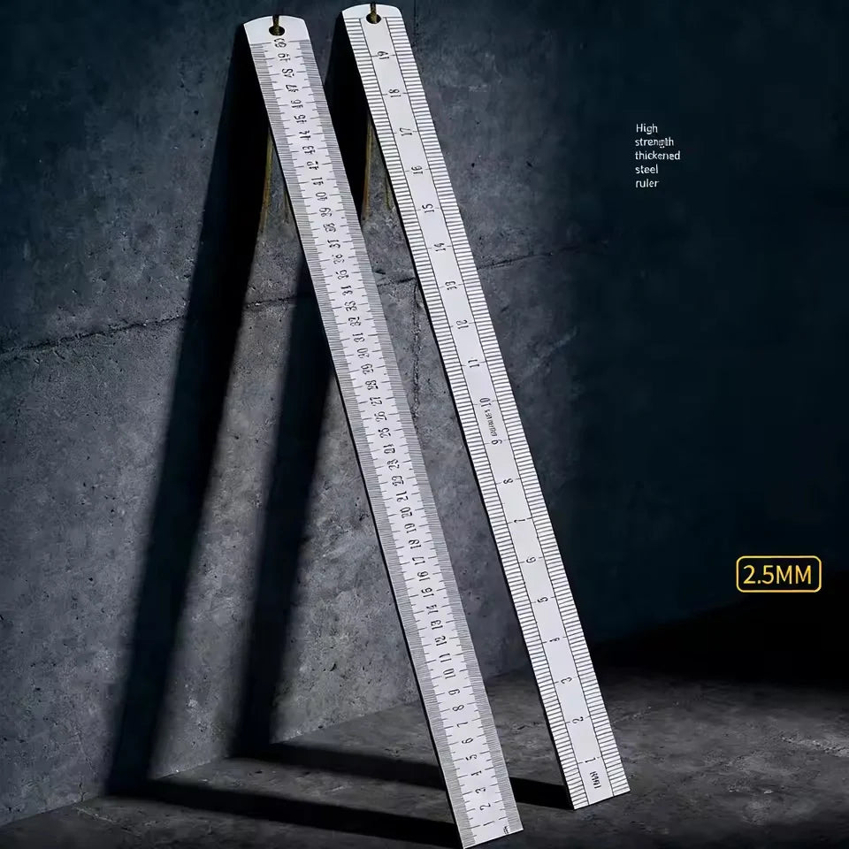 2.5mm Thick 50cm Stainless Steel Ruler Metric Inch Straightedge for Woodworking Construction Drafting Teaching and Measuring
