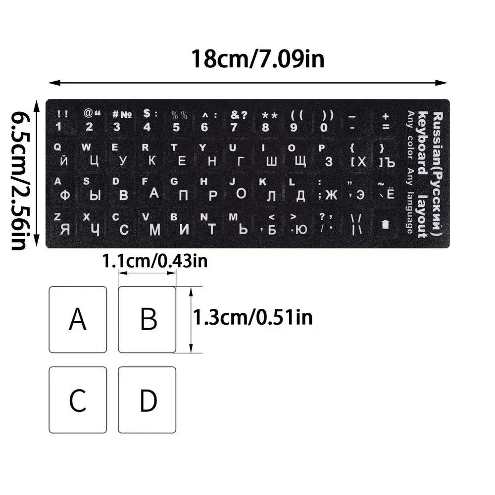 Keyboard Skin Fashion Keyboard Key Sticker Label Many Language Russian Arabic Spanish German French for 10-17 Inch Laptop