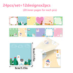 12/24pcs Cute Animals Sticky Notes Set, Refrigerator Memo Pads,Self-Stick Dog Cat Notes Pads for Home Office Gifts Supplies