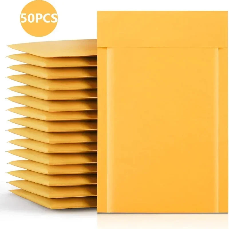 50Pcs Kraft Bubble Envelopes Paper Padded Mailers Shipping Packaging Envelope Mailing Courier Postal Storage Encelopes