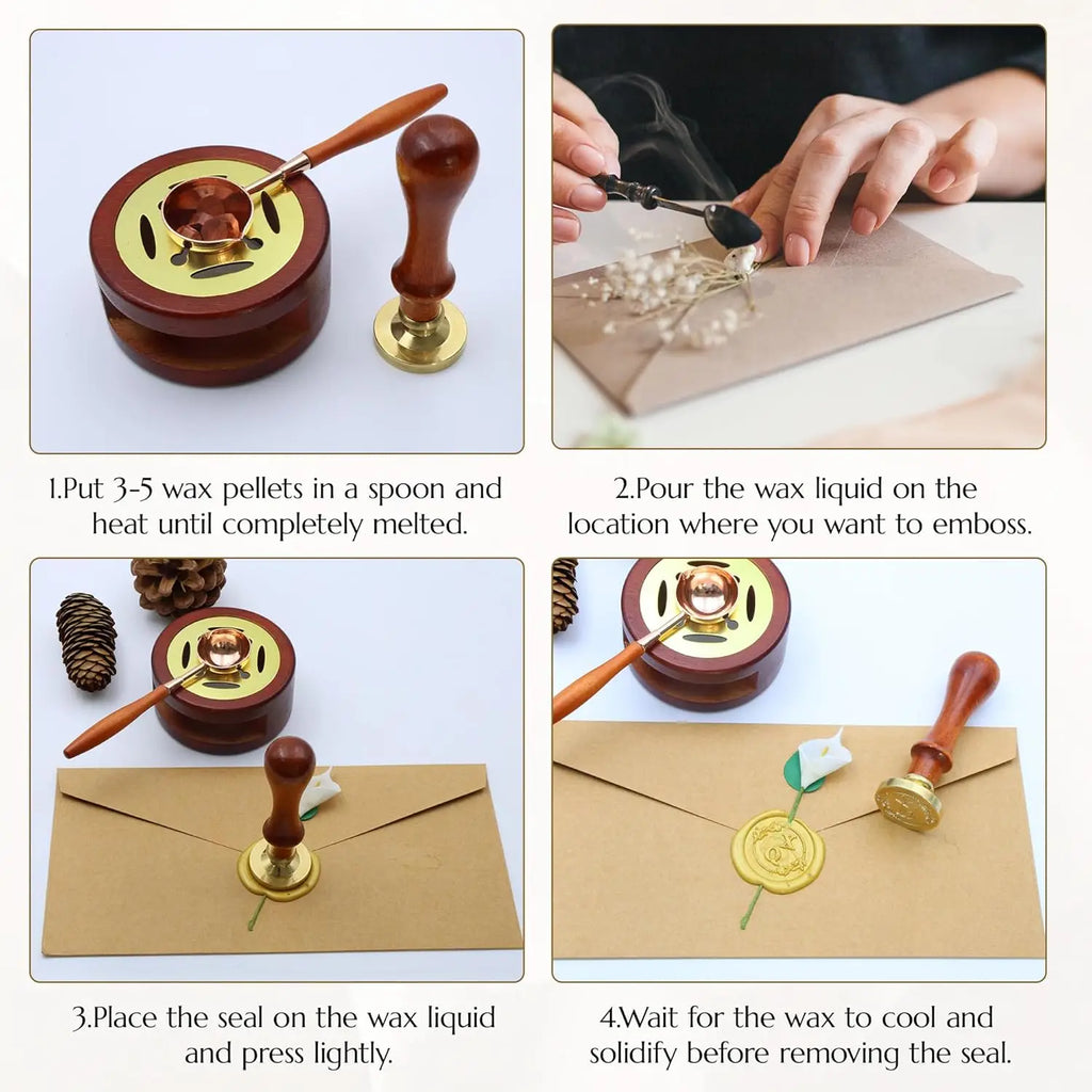 Custom Wax Seal Stamp and Wooden Handle set, For Wedding Invitation, Multiple Designs, Personalized Logo Wax Stamp, Initial Wax