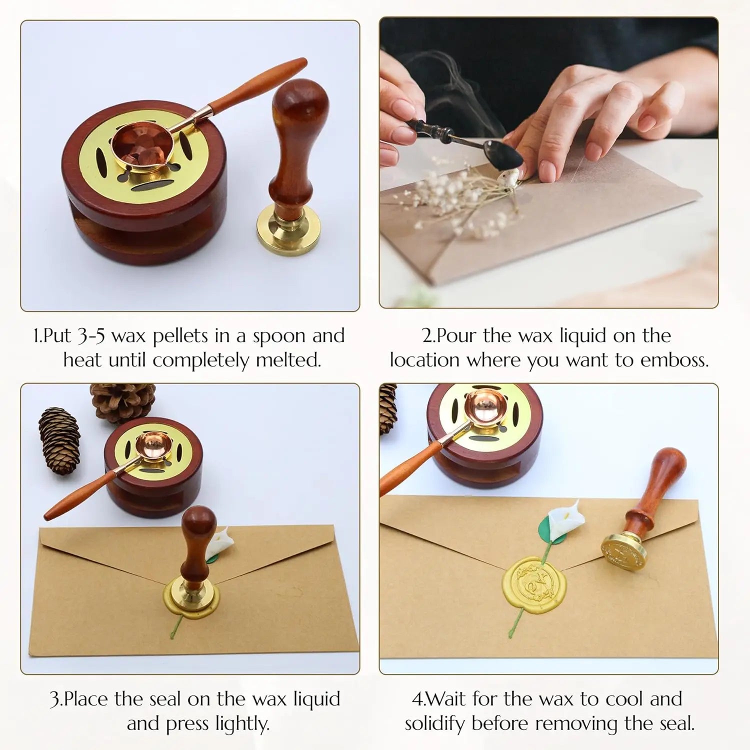 Custom Wax Seal Stamp and Wooden Handle set, For Wedding Invitation, Multiple Designs, Personalized Logo Wax Stamp, Initial Wax
