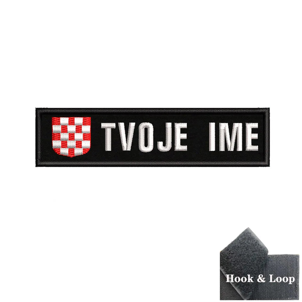 1PC 10cmX2.5cm Custom Name Flag Patch Stripes Badge Iron On Or Hook Loop Estonia Austria Bulgaria Hungary Romanian Ireland
