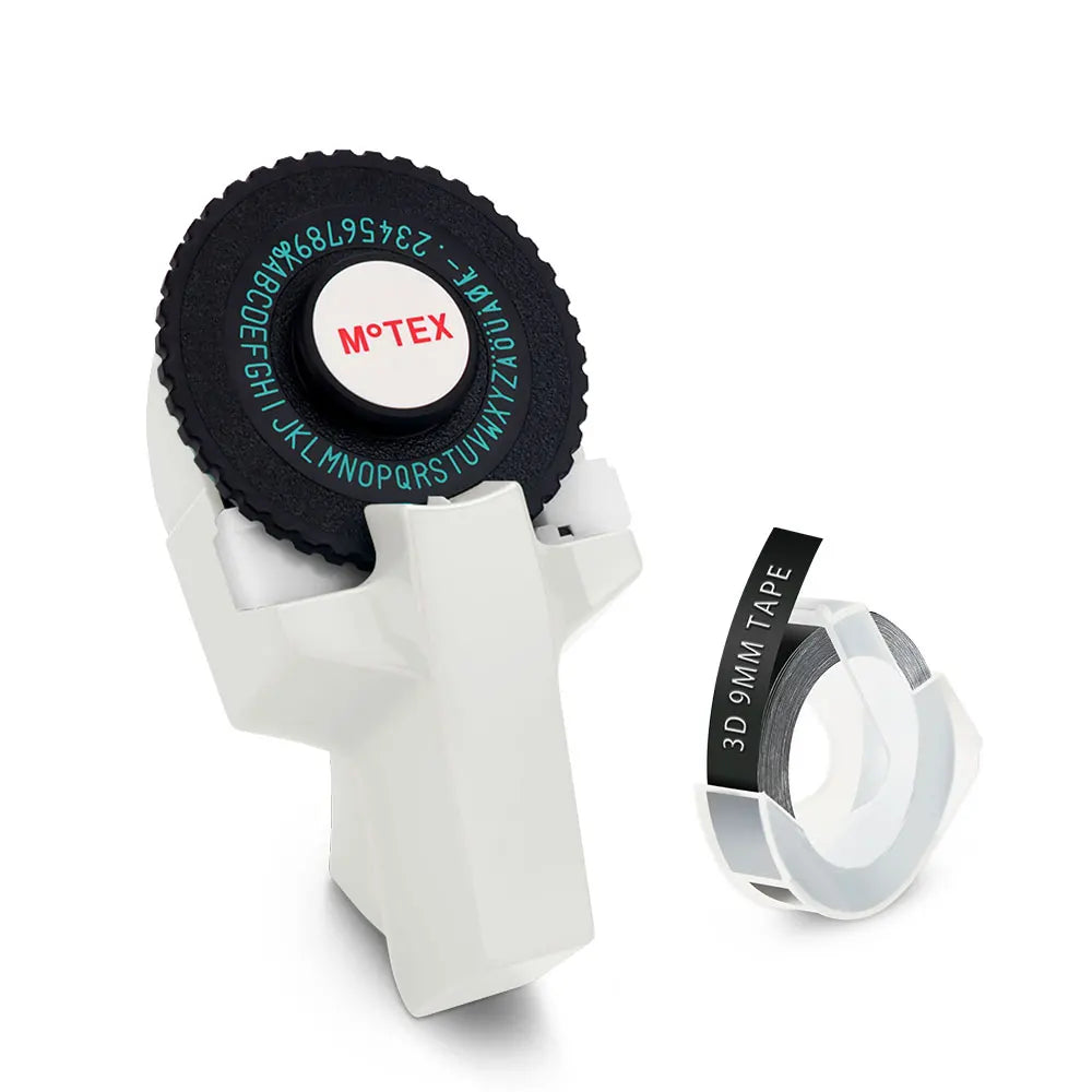 Dymo Labeller Motex E101 3D Embossing Label Printer Similar as B90 Dymo 12965 Manual Labeller Typewriter or 3PK Dymo Label Tape