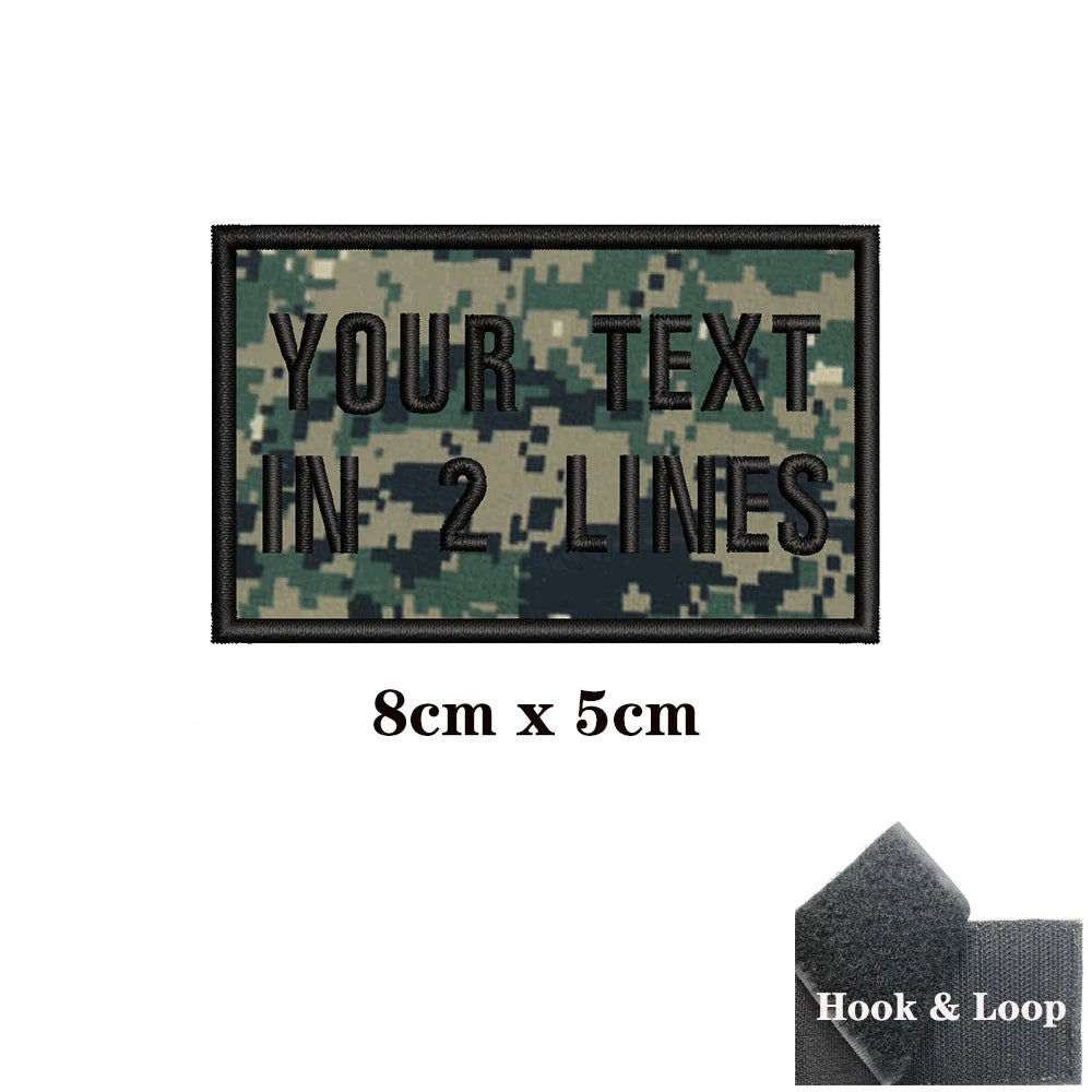 1PC Custom Name Patch Stripes Badge 10X2.5CM,8X5CM,10X4CM, 8X2.5CM,12X2.5CM,15X5CM,20X7CM, Iron On Hook Loop camouflage