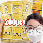 200-10Pcs/Box Glasses Cleaner Wet Wipe Disposable Anti Fog Misting Dust Remover Cleaning Lens Wipes Sunglasses Phone Screen