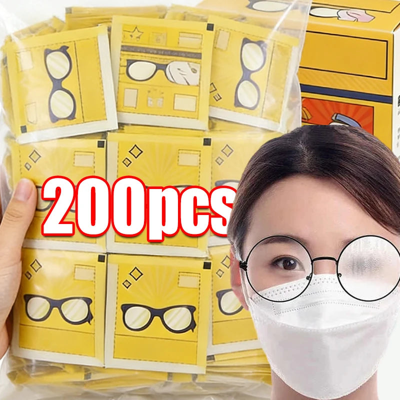 200-10Pcs/Box Glasses Cleaner Wet Wipe Disposable Anti Fog Misting Dust Remover Cleaning Lens Wipes Sunglasses Phone Screen