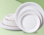 50pcs Paper Plate, Disposable Party Tableware, Bone Spitting Plate, Picnic Plate, Children's Drawing Diy White Cardboard, Decora