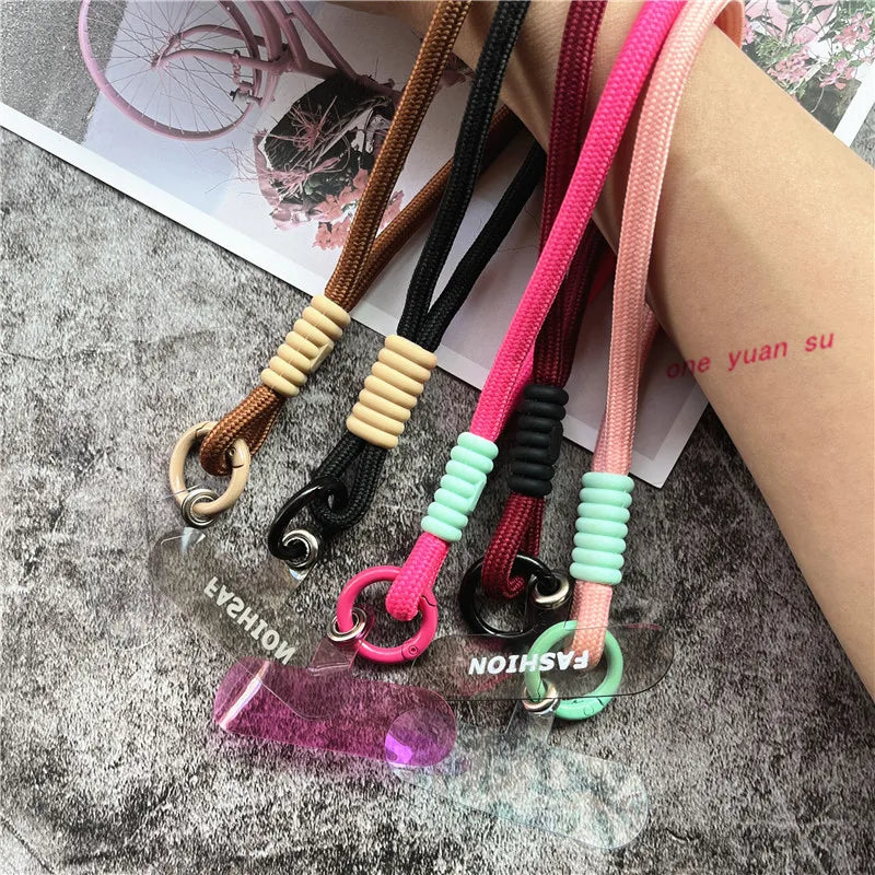 Cellphone Strap Candy Color Rope for Cards Metal Keyring Wrist Lanyard Keychain Portable Cellular Pendant Premium Hand Strap