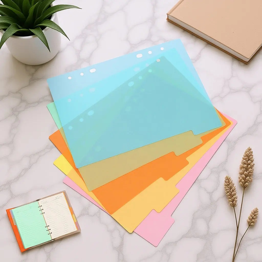10Pcs Plastic Tab Dividers Translucent Index Binder Dividers for A5 Notebook Planner 6 Holes Labels Index Sheets