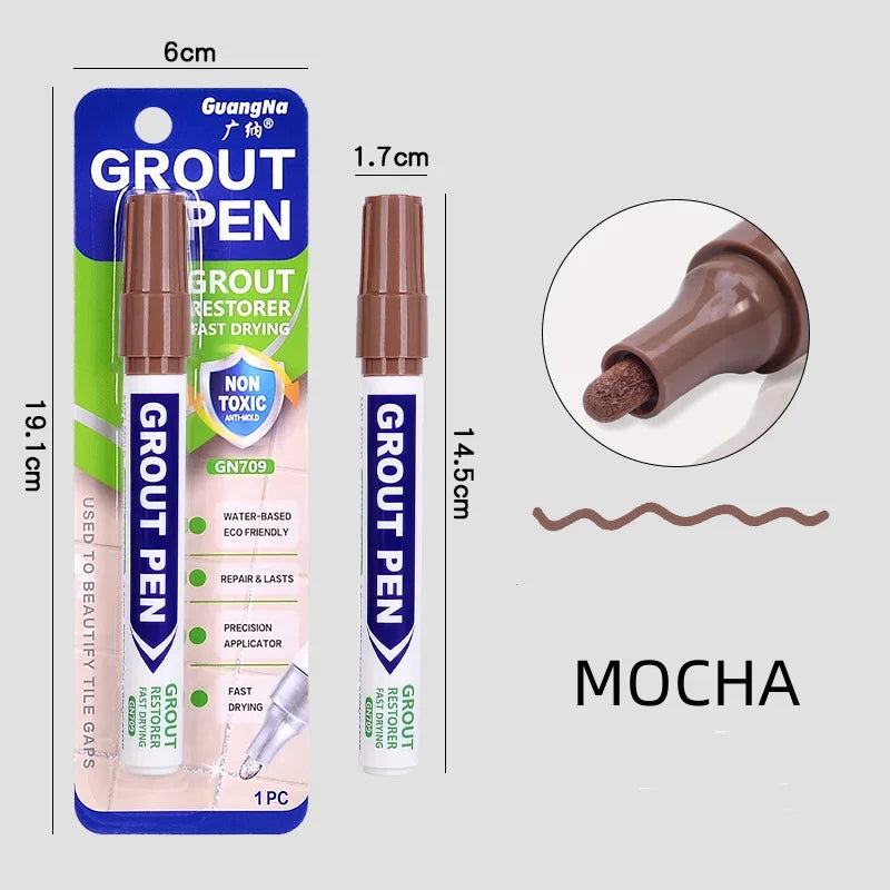 White Grout Tile Pen 8 Colors Waterproof Wall Grout Restorer Marker Pen for Bathroom Wall Floor Decontamination Seam Repair Pens