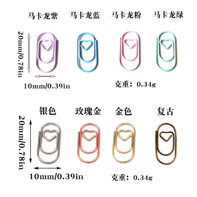 30pcs/pack Colorful Multi Shaped Heart-shaped Paper Clips, Colorful Macaron Mini Shaped Paper Clips
