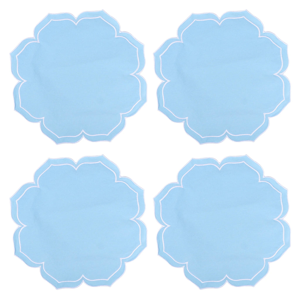 Lotus Shaped Embroidered Edge Napkins 4pcs/set Thickened Pure Cotton Breathable Placemats for Weddings Christmas Daily Party