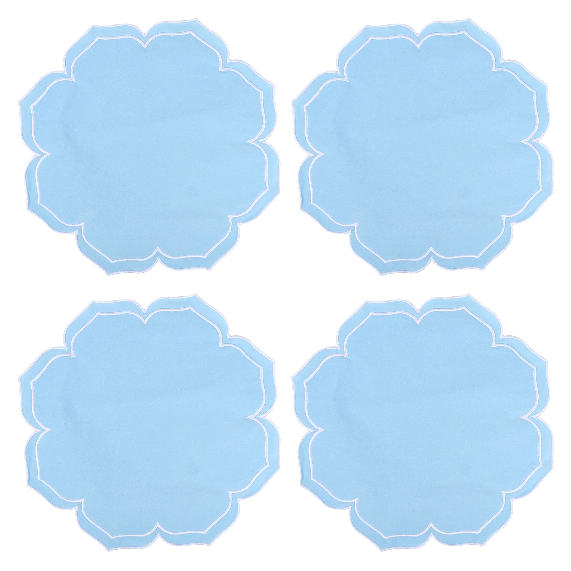 Lotus Shaped Embroidered Edge Napkins 4pcs/set Thickened Pure Cotton Breathable Placemats for Weddings Christmas Daily Party
