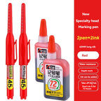 45mm Waterproof Long Head Nib Deep Hole Markers Pen Tile Carpenter Pen Multi-purpose for Woodworking Black/White/Red Ink