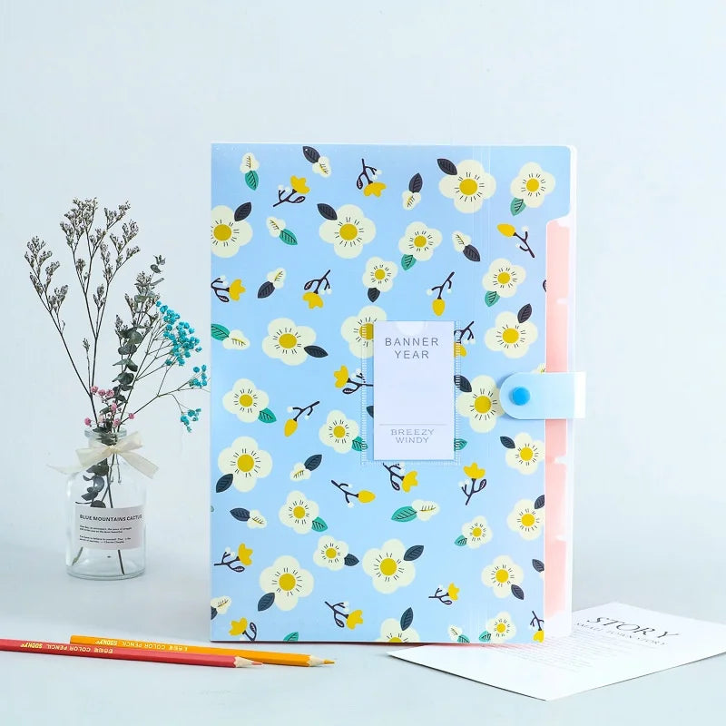 A4 Organ Folder 5 Layers Macaron Colors File Manager Storage Simple Folder for Student School and Office Stationery Supplies