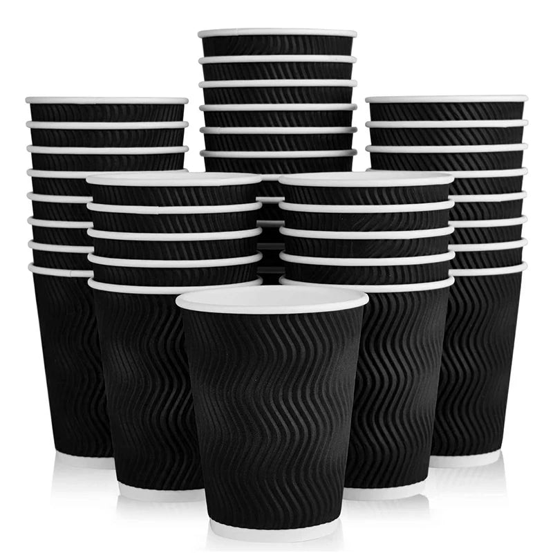 25/50PCS Disposable Corrugated Paper Cups Double-layered Coffee Hot Tea Milk Beverage Paper Cups Party Drinking Accessorie
