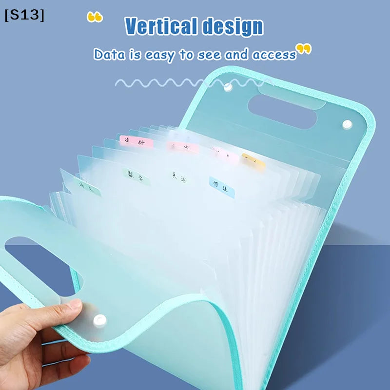 13 Pocket File Folders Portable A4 Letter Size Macaron Color Accordian Document Organizer Classroom Office Home Storage[S13]