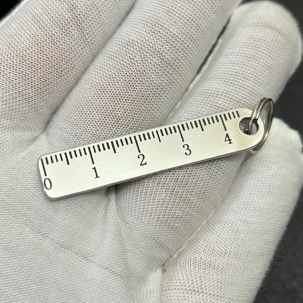 High Quality Portable Stainless Steel Mini Ruler Anti Lost Small Size Metal Ruler Keychain Mini Straight Ruler School Supplies