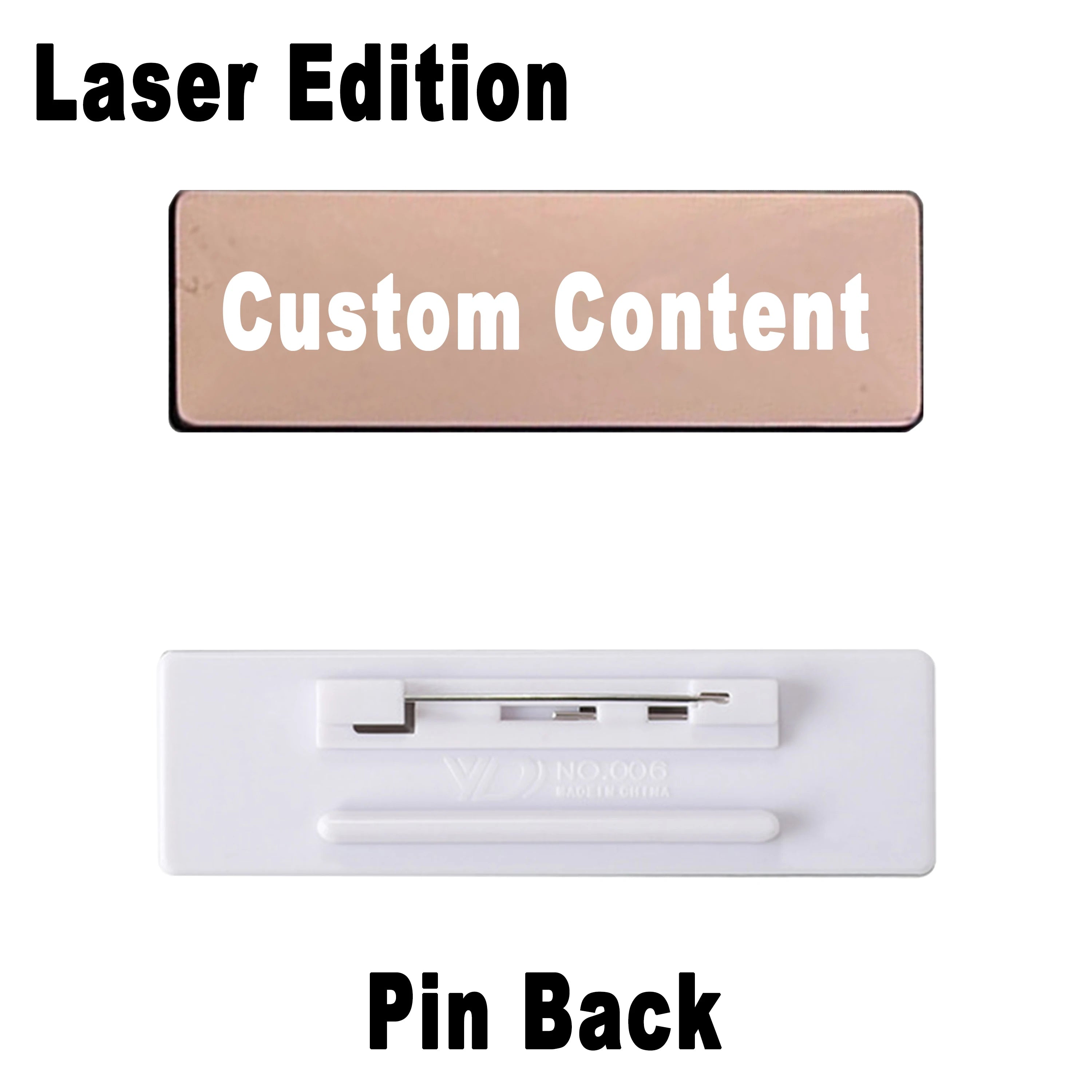 Stainless Steel Custom Name Tag with Pin Clip - Engraved Personalized Work Badge Business Identification Metal ID Name Plate