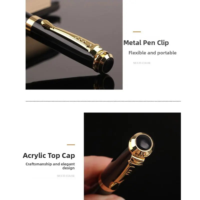 Metal Fountain Pen Business Black Heavy Feel Calligraphy Practice Pen Signing Pen High End Business and Student Use