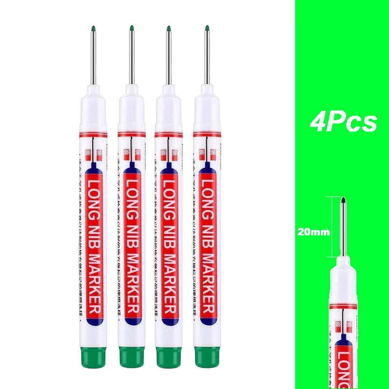 4-100Pcs 2cm Waterproof Long Head Markers Deep Hole Marker Pen for Metal Carpenter Red/Black/Blue/Green /White Woodworking Tools