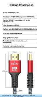 MINGCVIL 48Gbps HDMI-compatible Cable 8K 60Hz 1m 2m 3m 5m HDMI-compatible 2.1 Cable 4K 120Hz HDR 3D Effect Video for HDTV PC