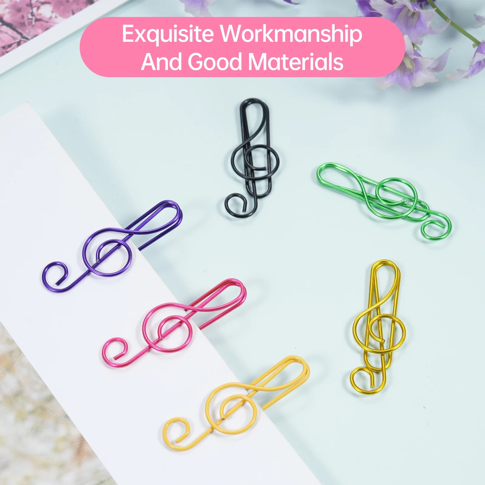 30/50/100PCS  Paper Clips Cute  Musical Note Paperclip Multicolor Metal Bookmarks for Music Enthusiast for Party Invitation Card