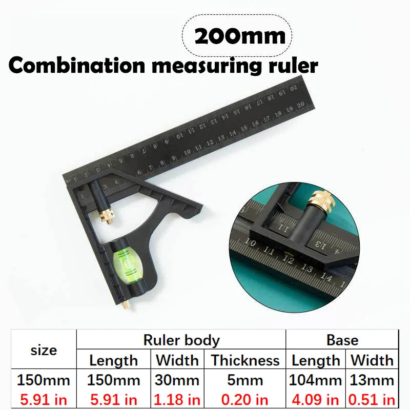 150/200/250mm Multifunctional Combination Movable Ruler Protractor Angle Ruler Level Aligner Inclinometro Woodworking Tools