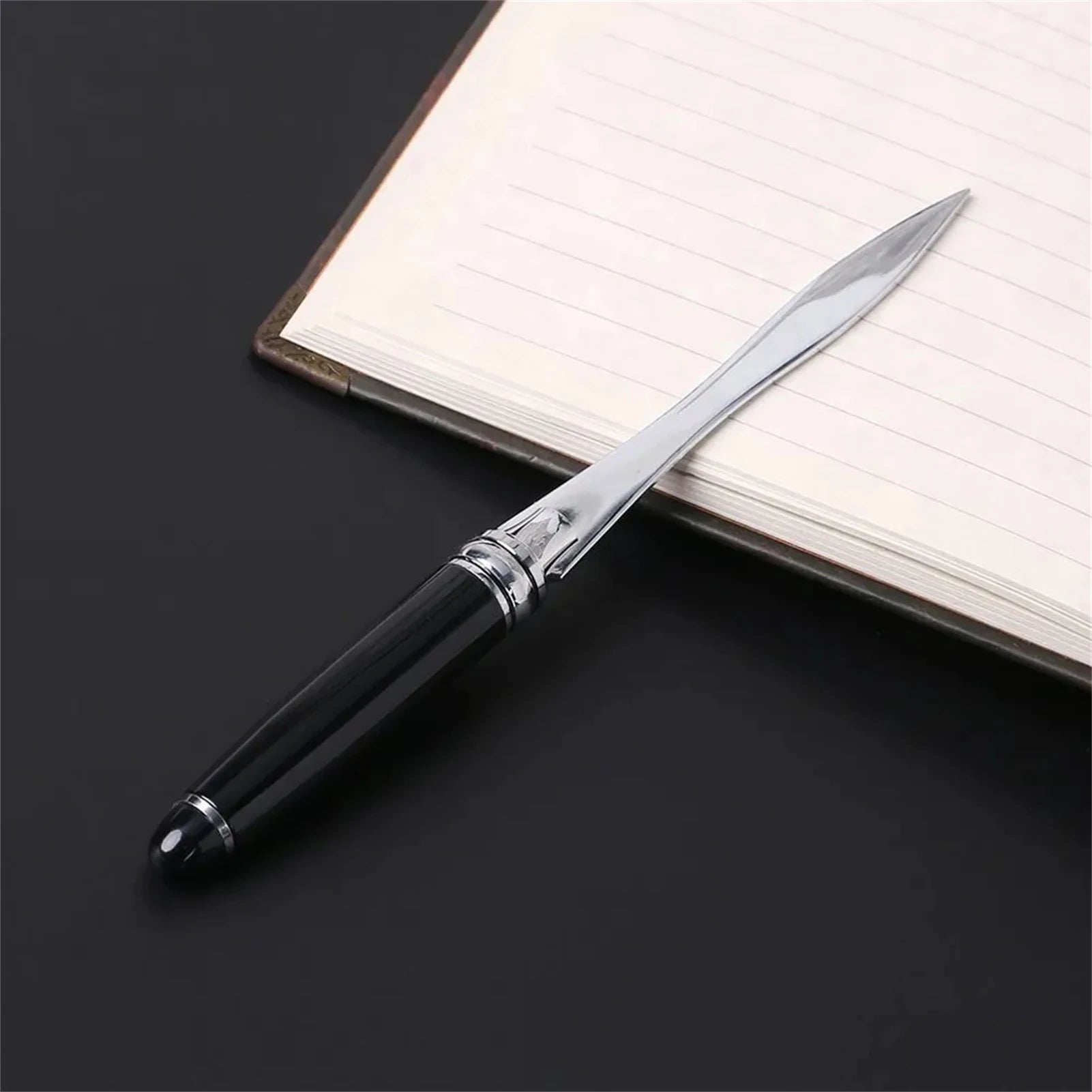 Metal Letter Opener Knife Black Smooth Durable Envelope Cutter for Office Home and Daily Mail Handling Tasks