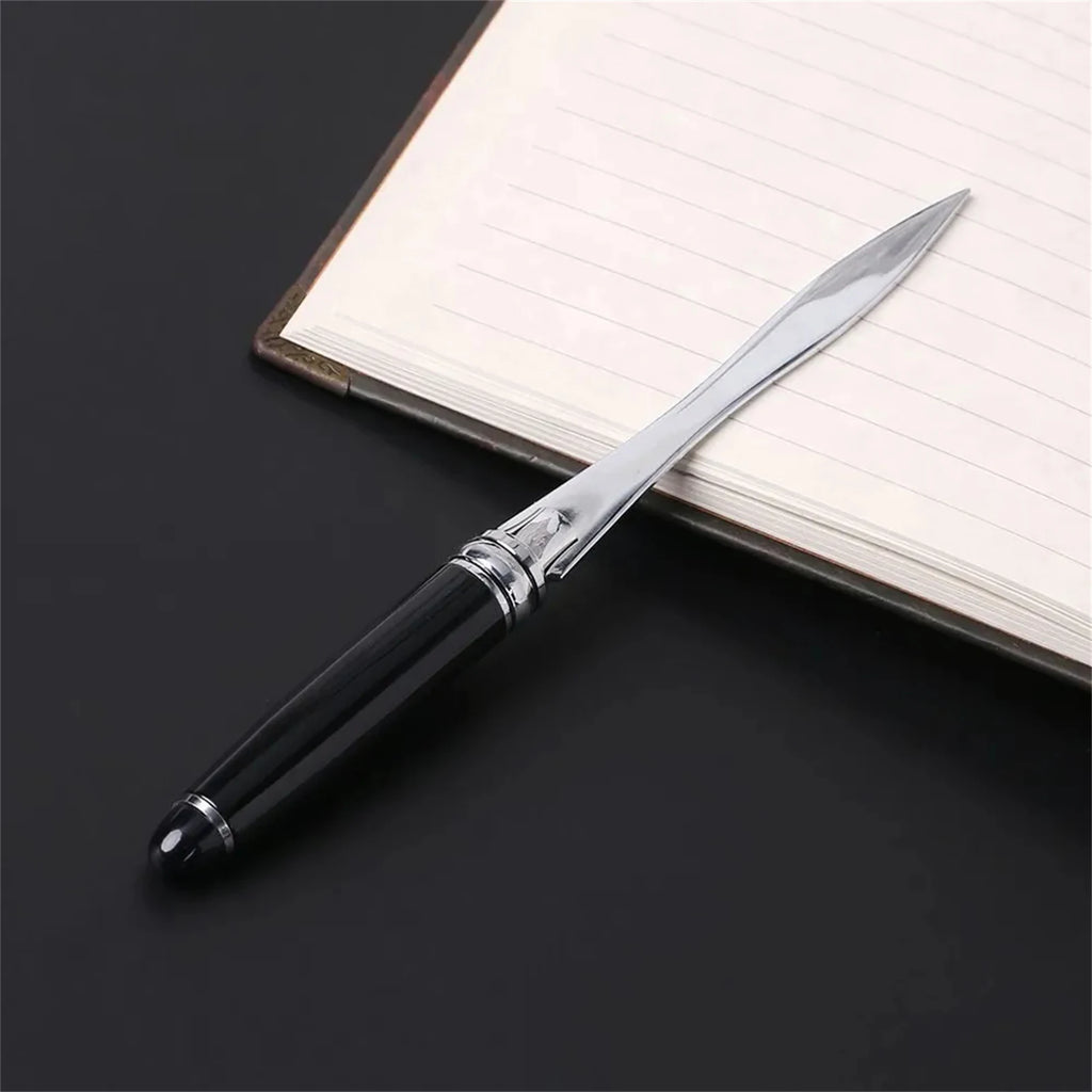 Metal Letter Opener Knife Black Smooth Durable Envelope Cutter for Office Home and Daily Mail Handling Tasks