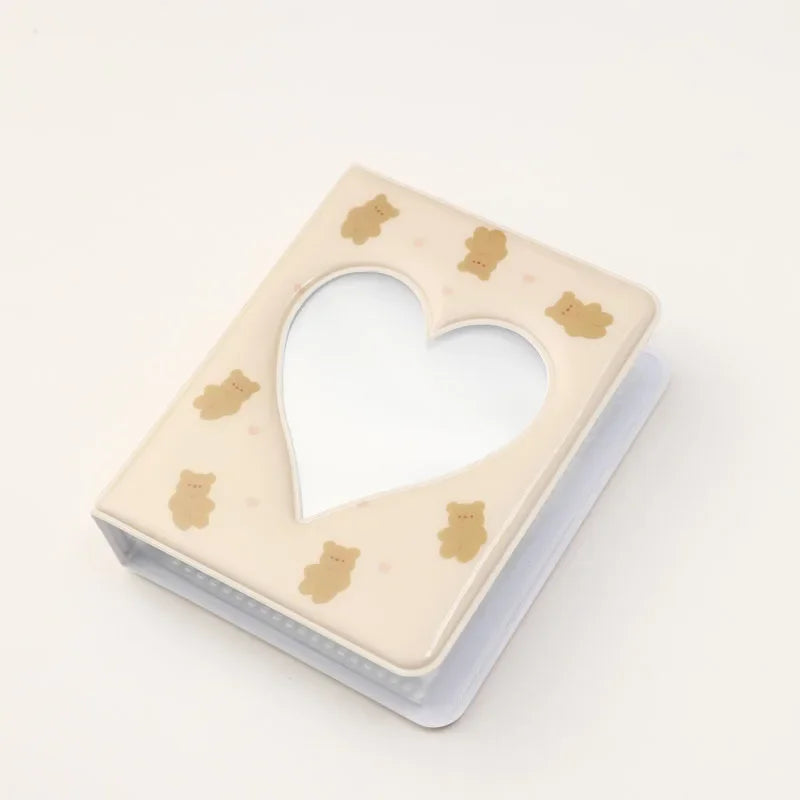 Cute Bear Photo Album 3 Inch Love Heart Hollow Picture Storage Case Kpop Card Binder Name Card Book Photocard Holder 36 Pockets
