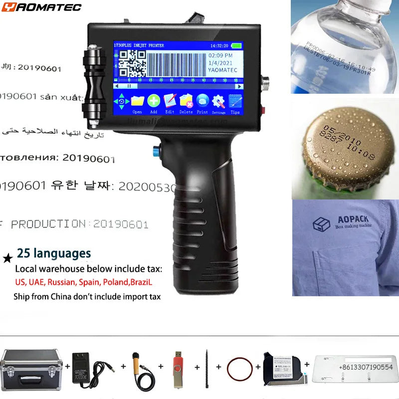 S1730  28 Language Date Number Logo Expiry Date Label Plastic Carton Hand Jet Handheld Thermal Inkjet Printer