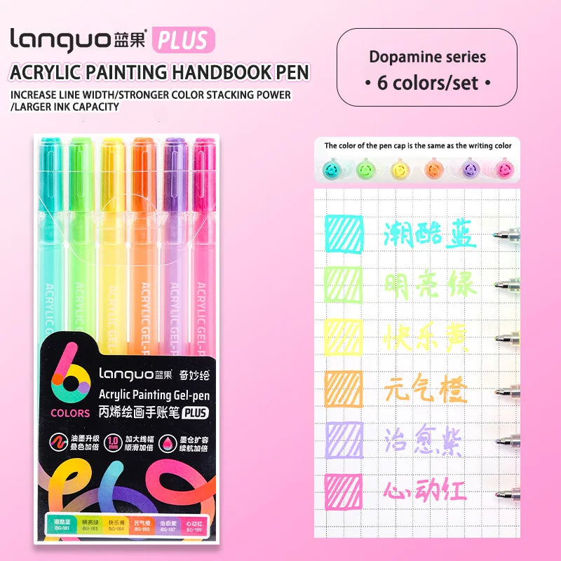 Languo 6/24/36/54/72/90 colors Acrylic Painting Handbook Pens Multi-Color Gel Pen Student Neutral Pen Writing Marker Stationery