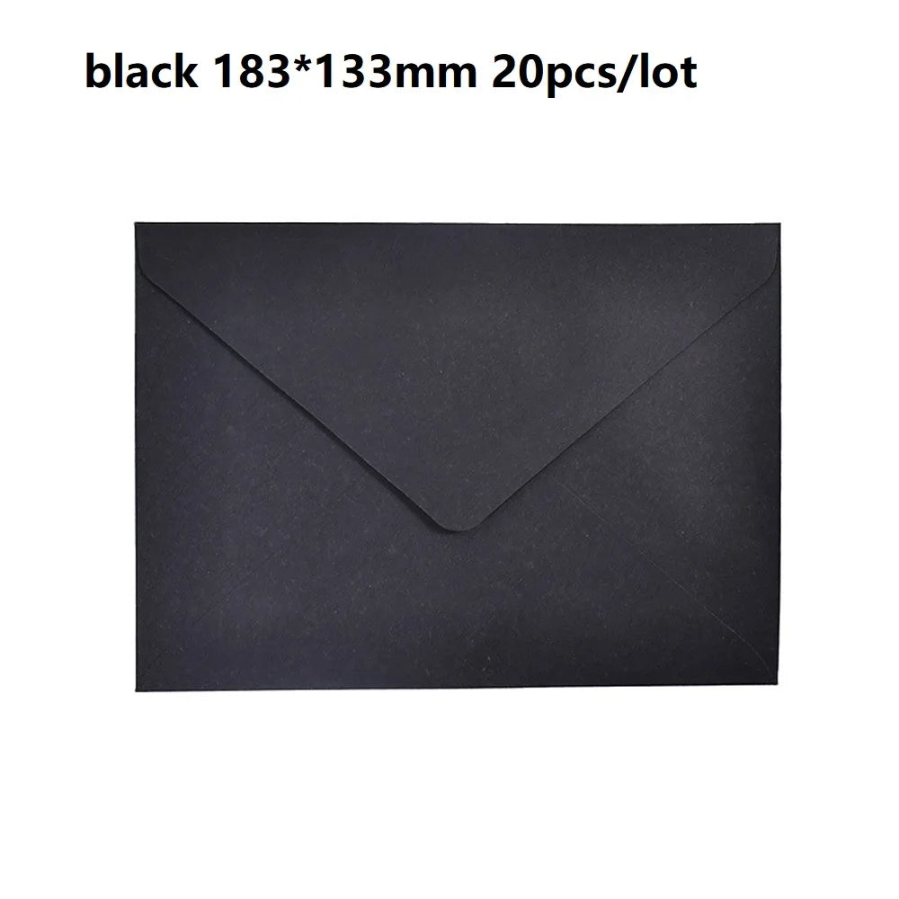 20pcs White Black Kraft Paper Envelopes for Wedding Invitation Greeting Card Black Postcard Photo Packing Paper Gift Envelope