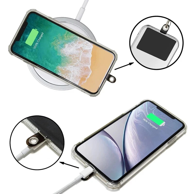 1-30pcs Strong Transparent Phone Lanyard Cads Universal Mobile Phone Flexible Tether Tabs Clear Hanging Strap Patches Cord Clip