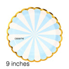 Pink Blue Stripe Dot Disposable Tableware Sets Paper Cups Plate Straws Fork Disposable Sets Wedding Birthday Party Decorations