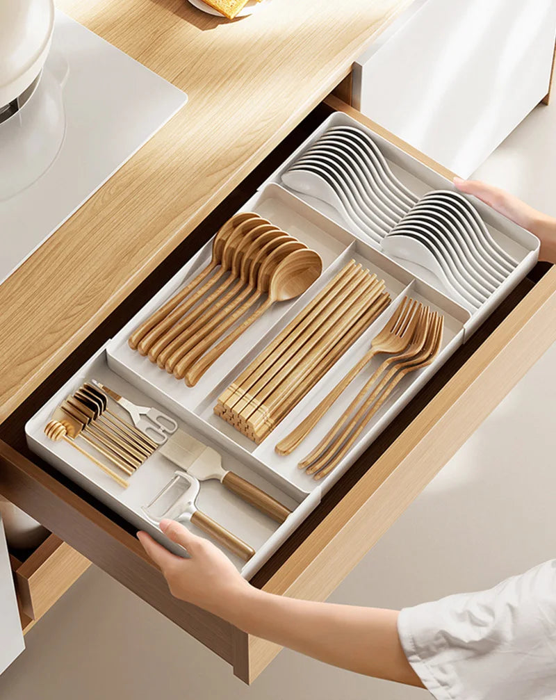 Expandable Drawer Organizer Versatile Adjustable Organizer Cutlery Tray For Kitchen Drawer Spoons Forks Knives Cutlery Holder
