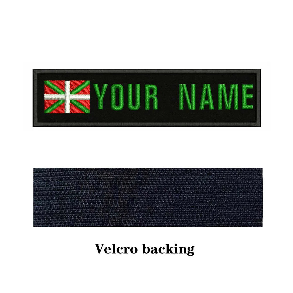 Basque Flag 10X2.5cm Embroidery Custom Name Text Patch Stripes Badge Iron On Or  Patches