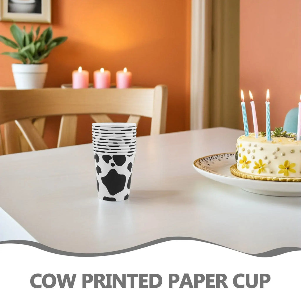 60Pcs Cow Print Disposable Paper Cups Party Cups Farm Themed Birthday Shower Western Party Supplies Paper Tableware