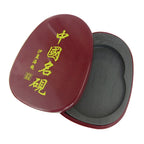 Calligraphy Inkstone with Cover Compact Portable Ink Grinding Stone Smooth Flat Base Comfortable Grip for Teachers Artists